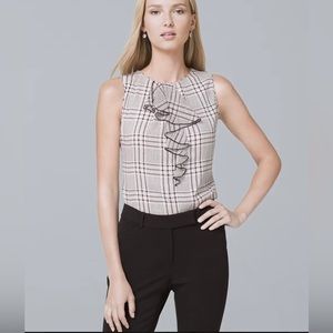WHBM - Sleeveless Black and White Plaid With Hints of Pink With Ruffle